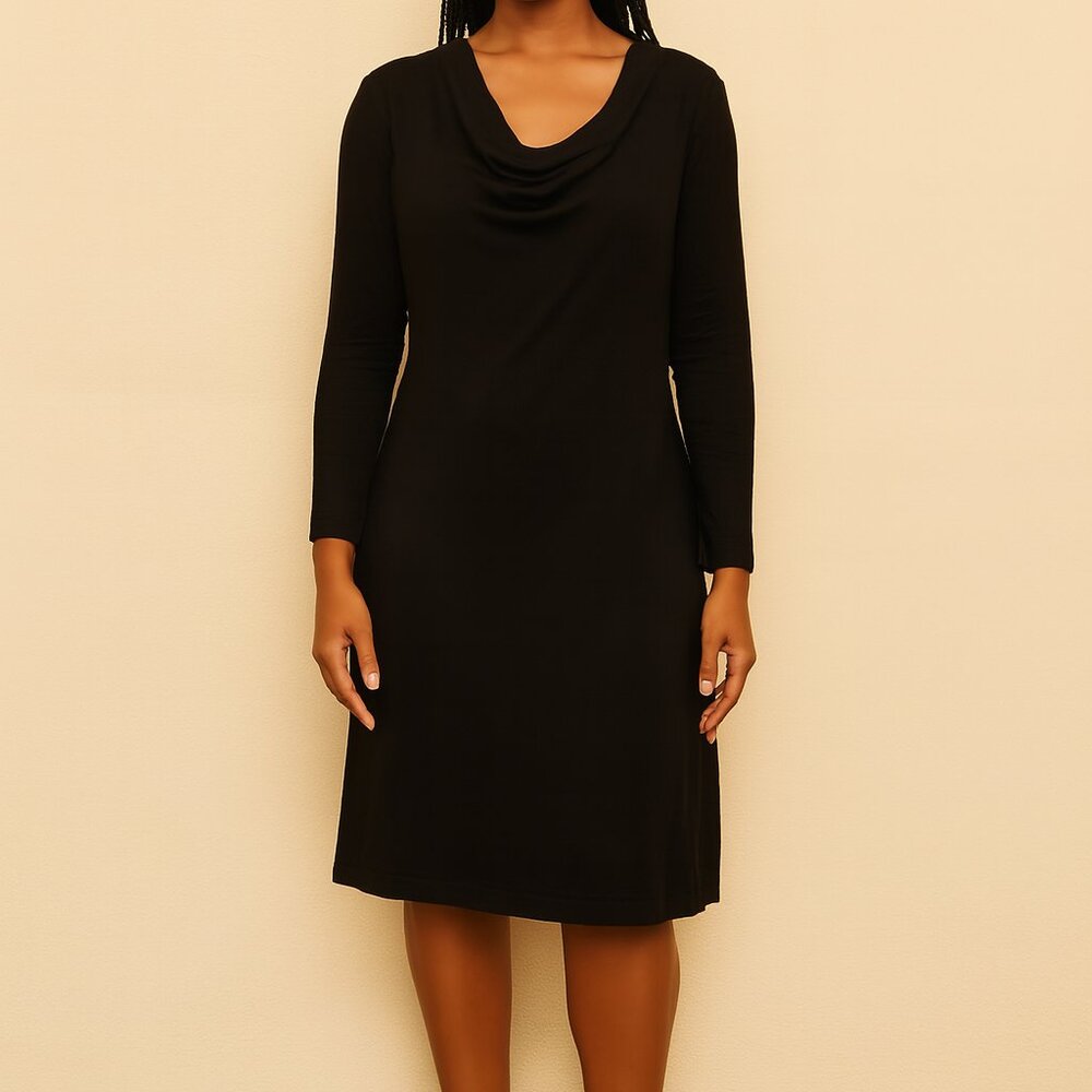 Black Cow Neck Dress